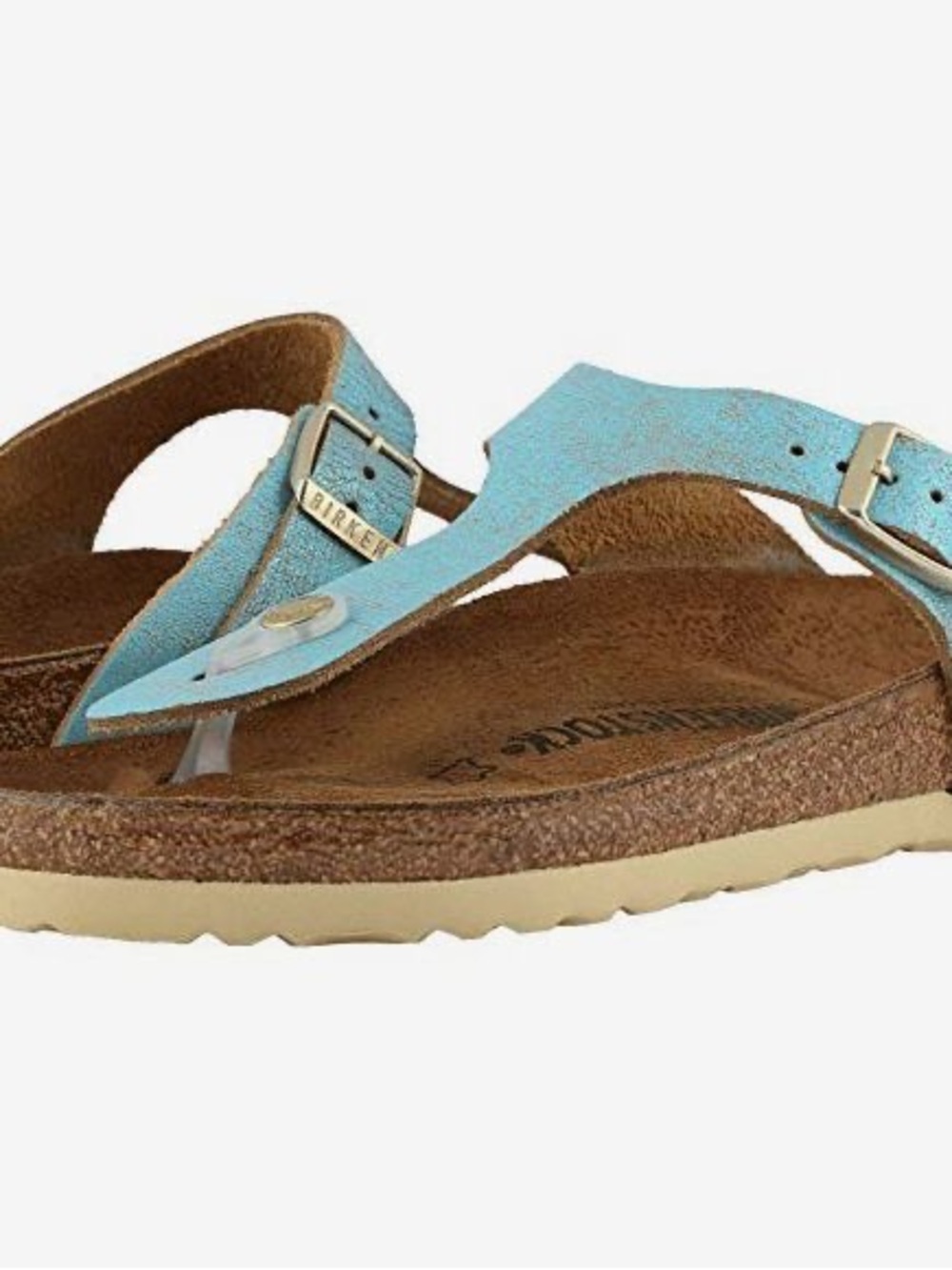 Birkenstock Gizeh Washed Metallic Aqua Leather Sandals Size 37 US 6 6.5 Narrow - Picture 5 of 16